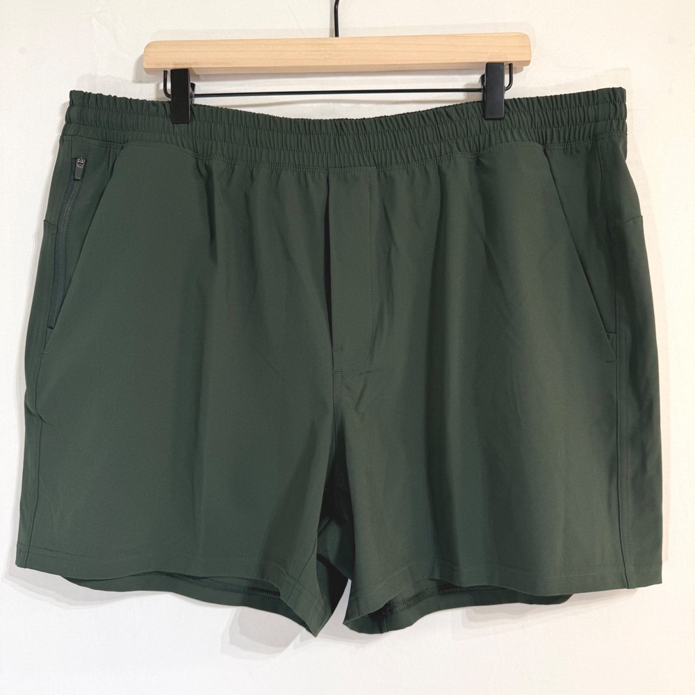 VRST Mens XXL 5" All-In Unlined Nylon Athletic Training Shorts Olive Green NEW
